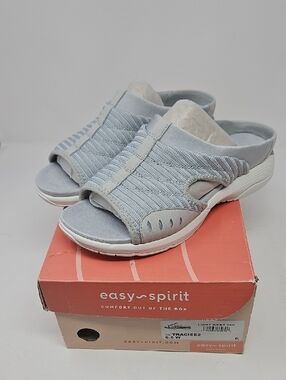Easy Spirit Traciee 2 Light Gray Open-Toe Slip-On Comfort Mules